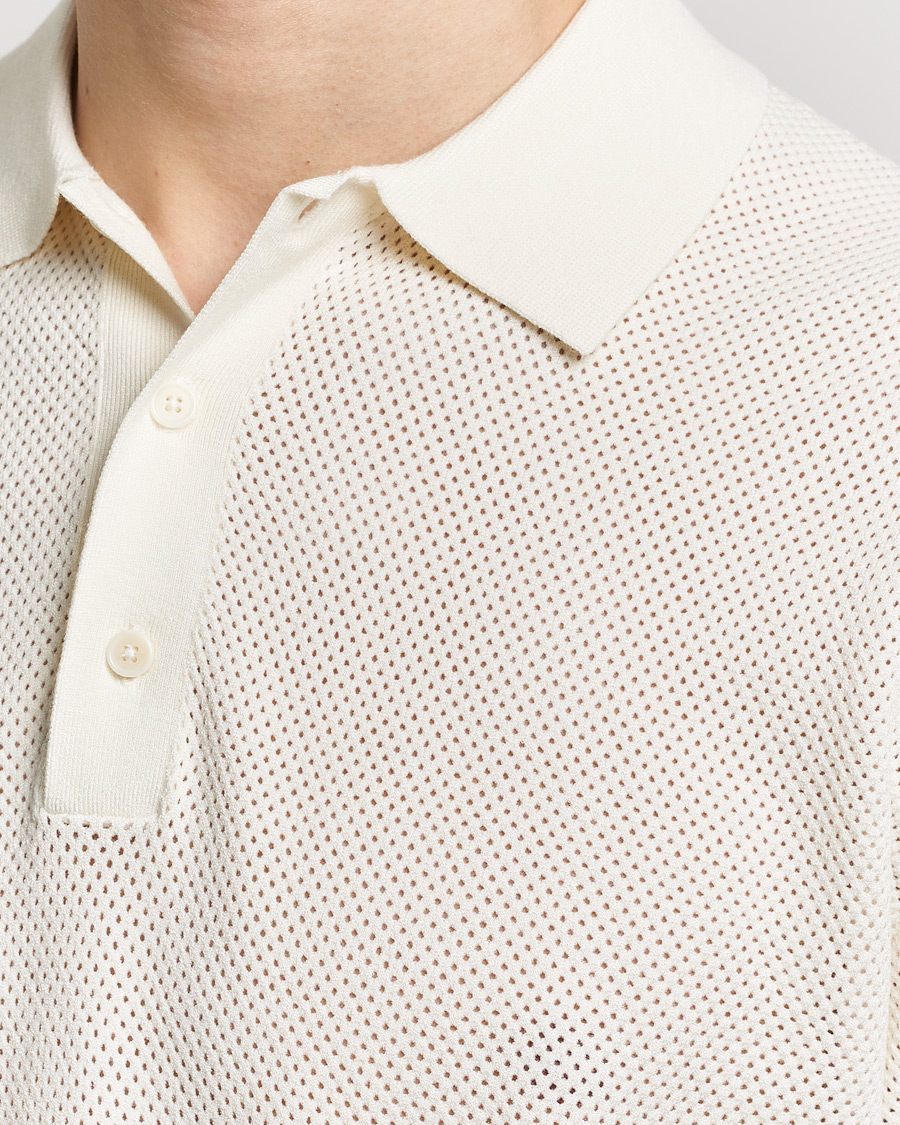Mies | Pikeet | Filippa K | Mesh Knitted Polo Chalk White