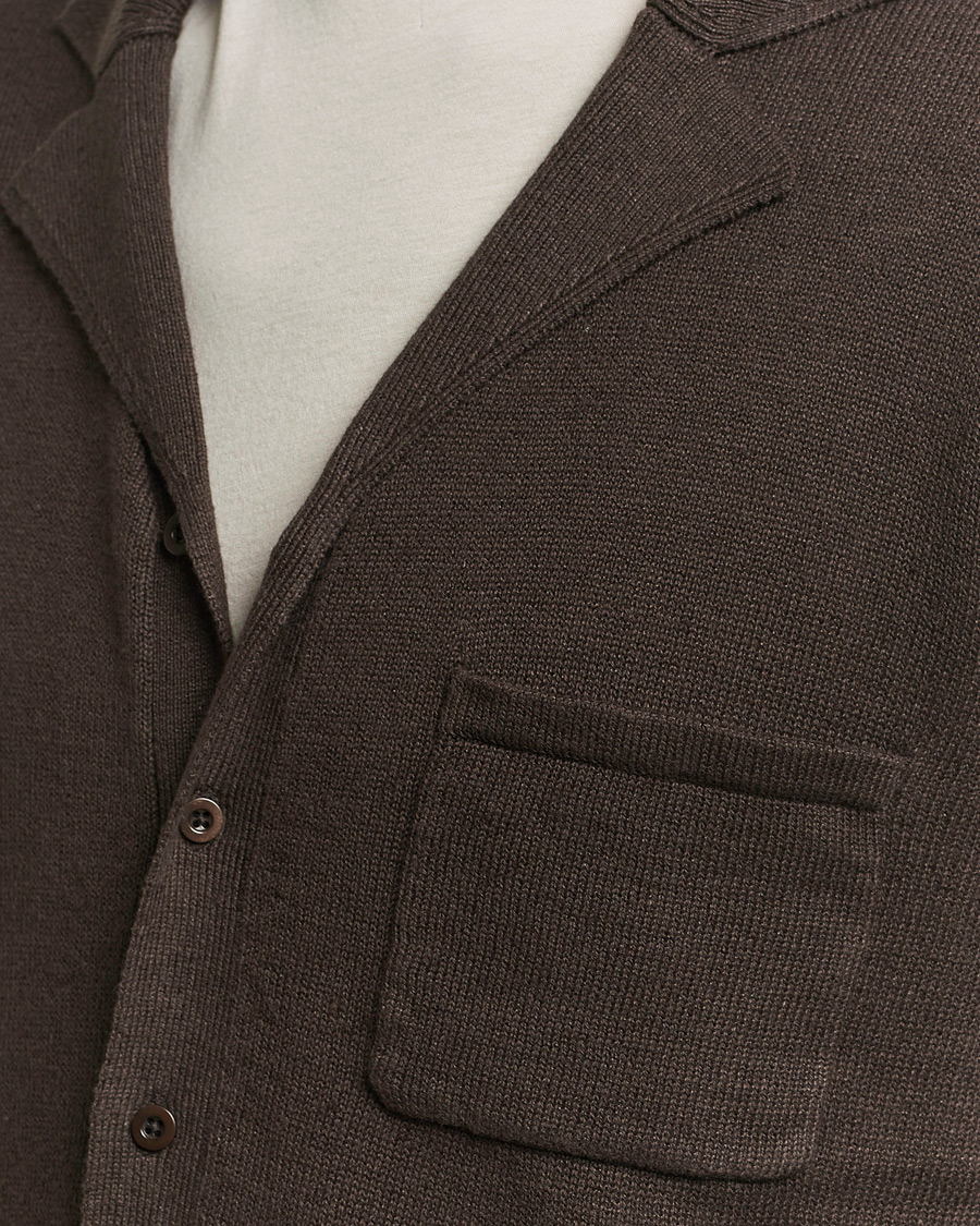 Mies | Puserot | Filippa K | Cotton Linen Knitted Shirt Dark Oak