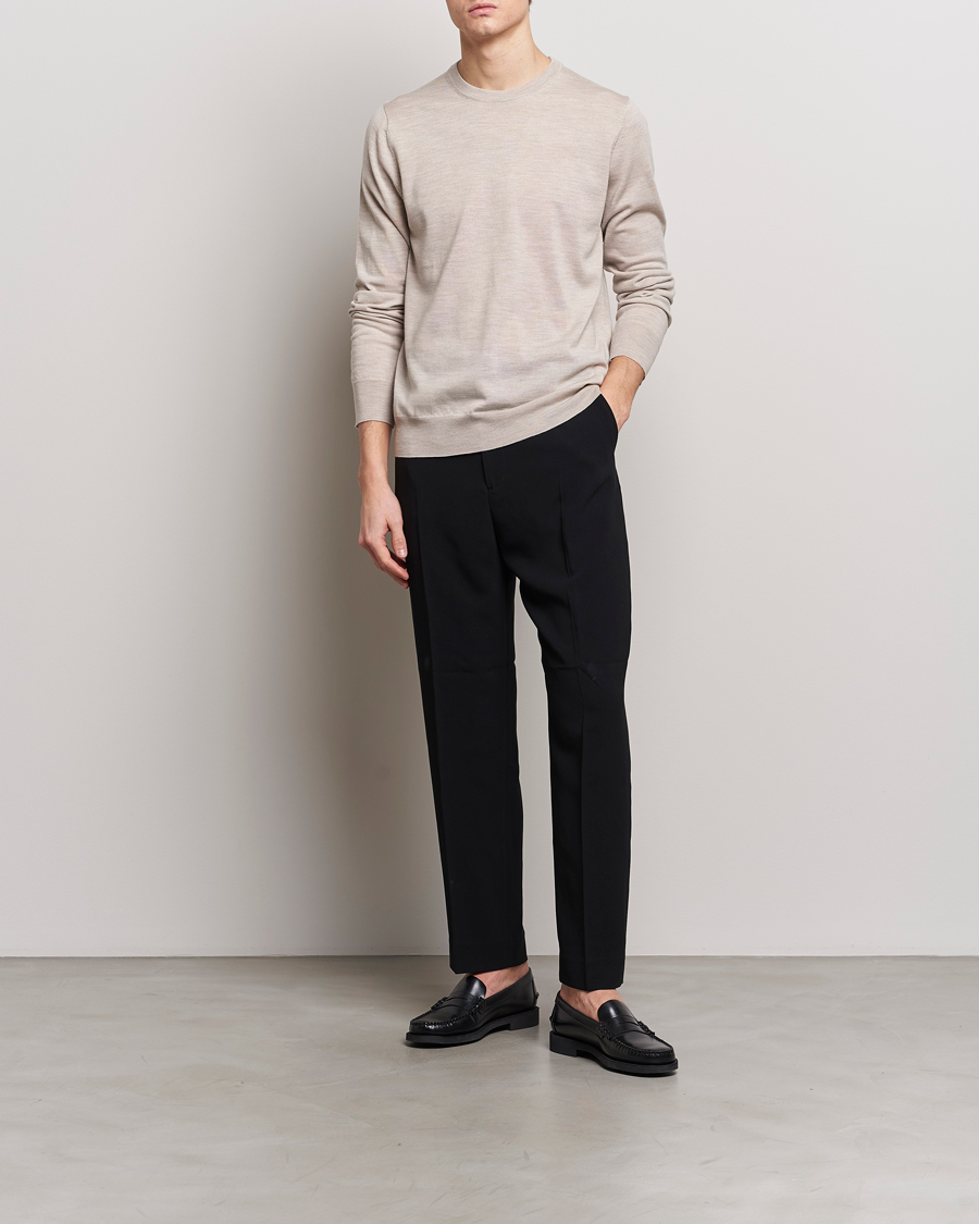 Mies | Puserot | Filippa K | Merino Round Neck Sweater Beige Melange