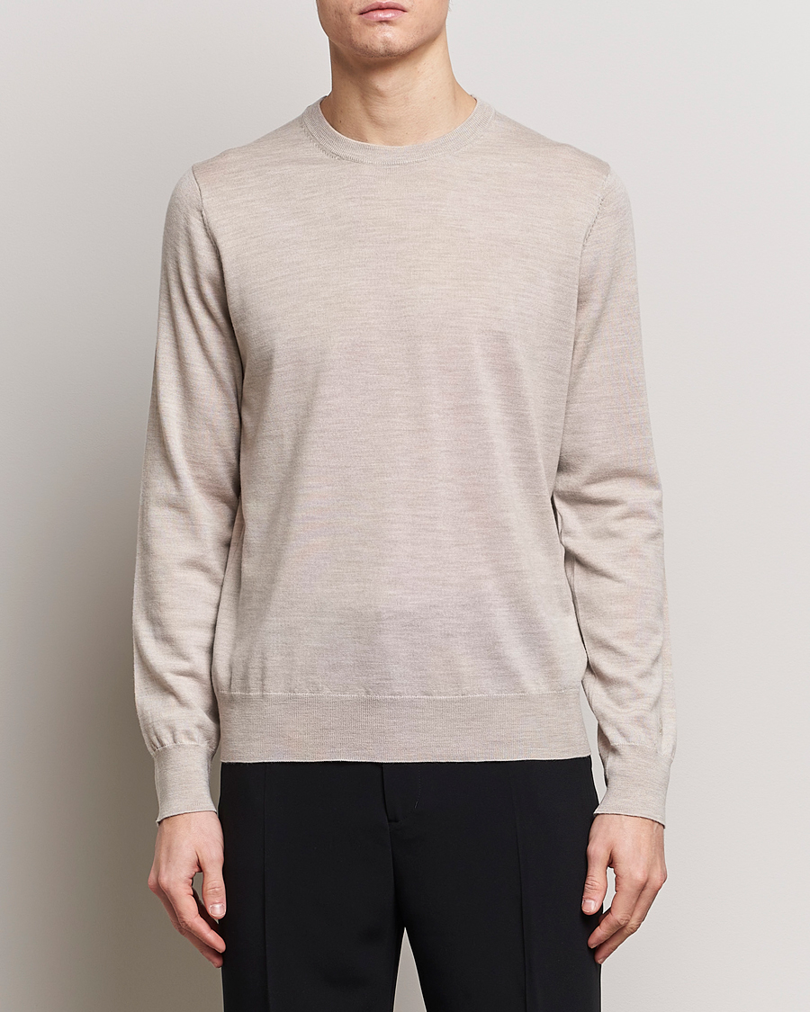 Mies | Vaatteet | Filippa K | Merino Round Neck Sweater Beige Melange