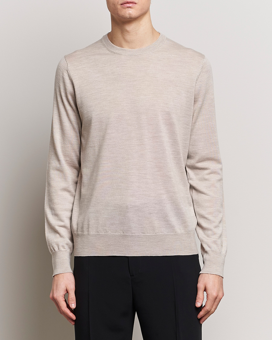 Mies | Puserot | Filippa K | Merino Round Neck Sweater Beige Melange