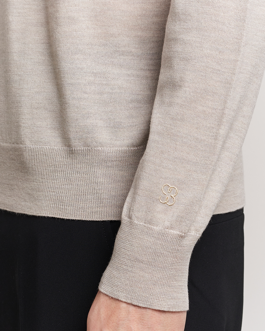 Mies | Puserot | Filippa K | Merino Round Neck Sweater Beige Melange