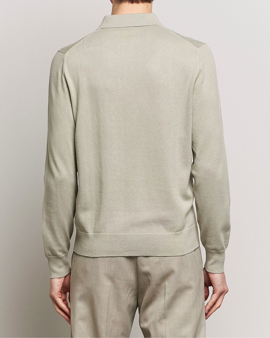 Mies | Puserot | Filippa K | Knitted Polo Shirt Light Sage