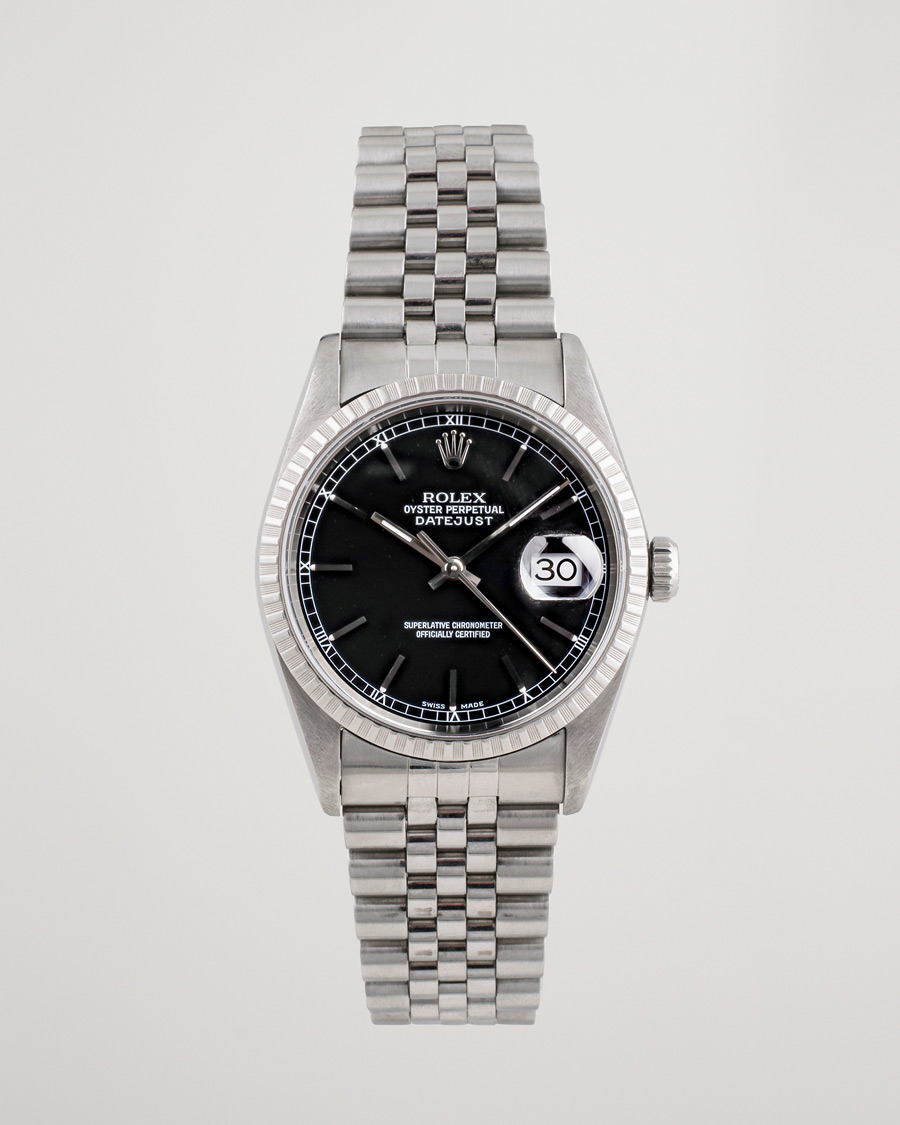 Mies | Rolex Pre-Owned Datejust 16220 Oyster Perpetual Black Steel Black Steel Black | Rolex Pre-Owned | Datejust 16220 Oyster Perpetual Black Steel Black Steel Black