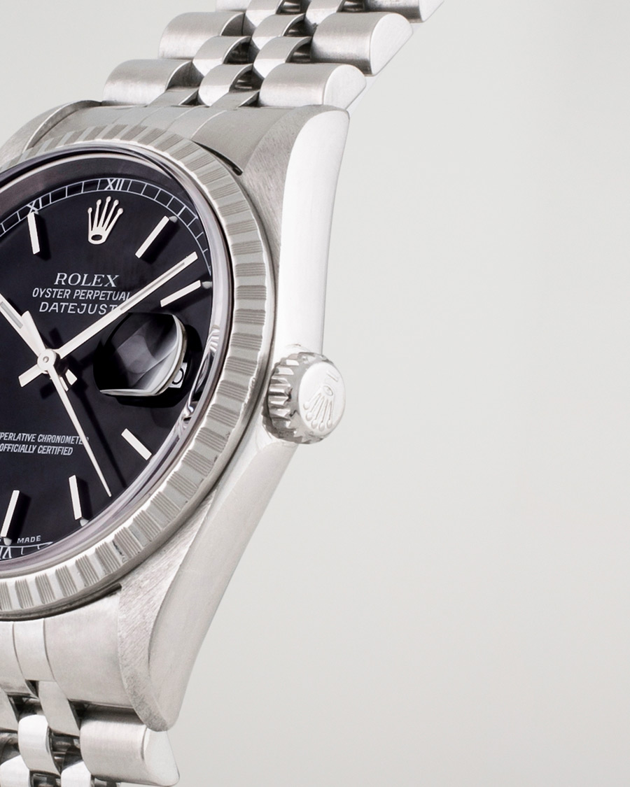 Mies | Rolex Pre-Owned Datejust 16220 Oyster Perpetual Black Steel Black Steel Black | Rolex Pre-Owned | Datejust 16220 Oyster Perpetual Black Steel Black Steel Black