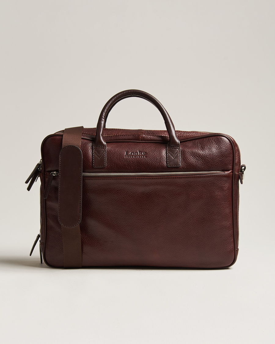 Mies | Laukut | Loake Shoemakers | Westminster Grain Leather Briefcase Dark Brown