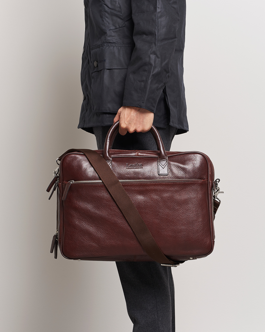 Mies | Laukut | Loake Shoemakers | Westminster Grain Leather Briefcase Dark Brown