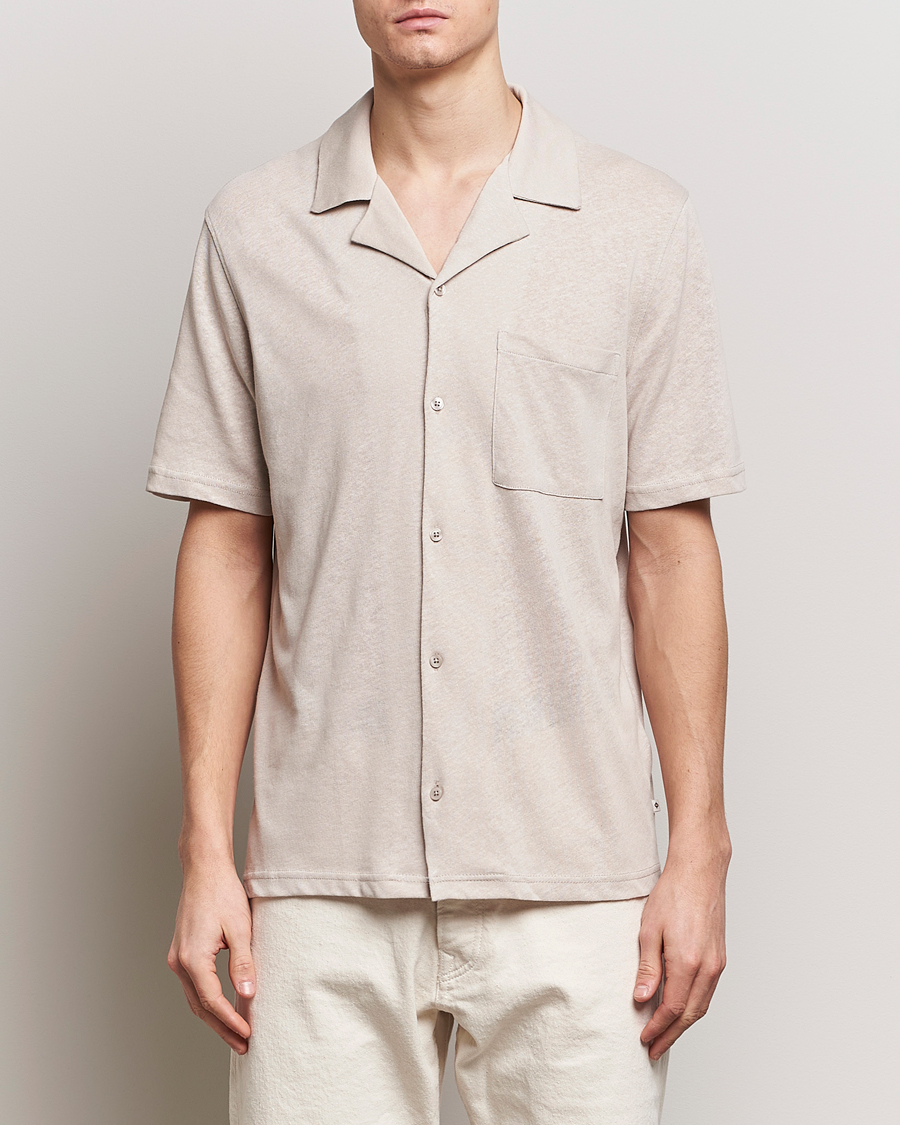 Mies |  | Samsøe Samsøe | Samartin Cotton/Linen Short Sleeve Shirt Moonstruck