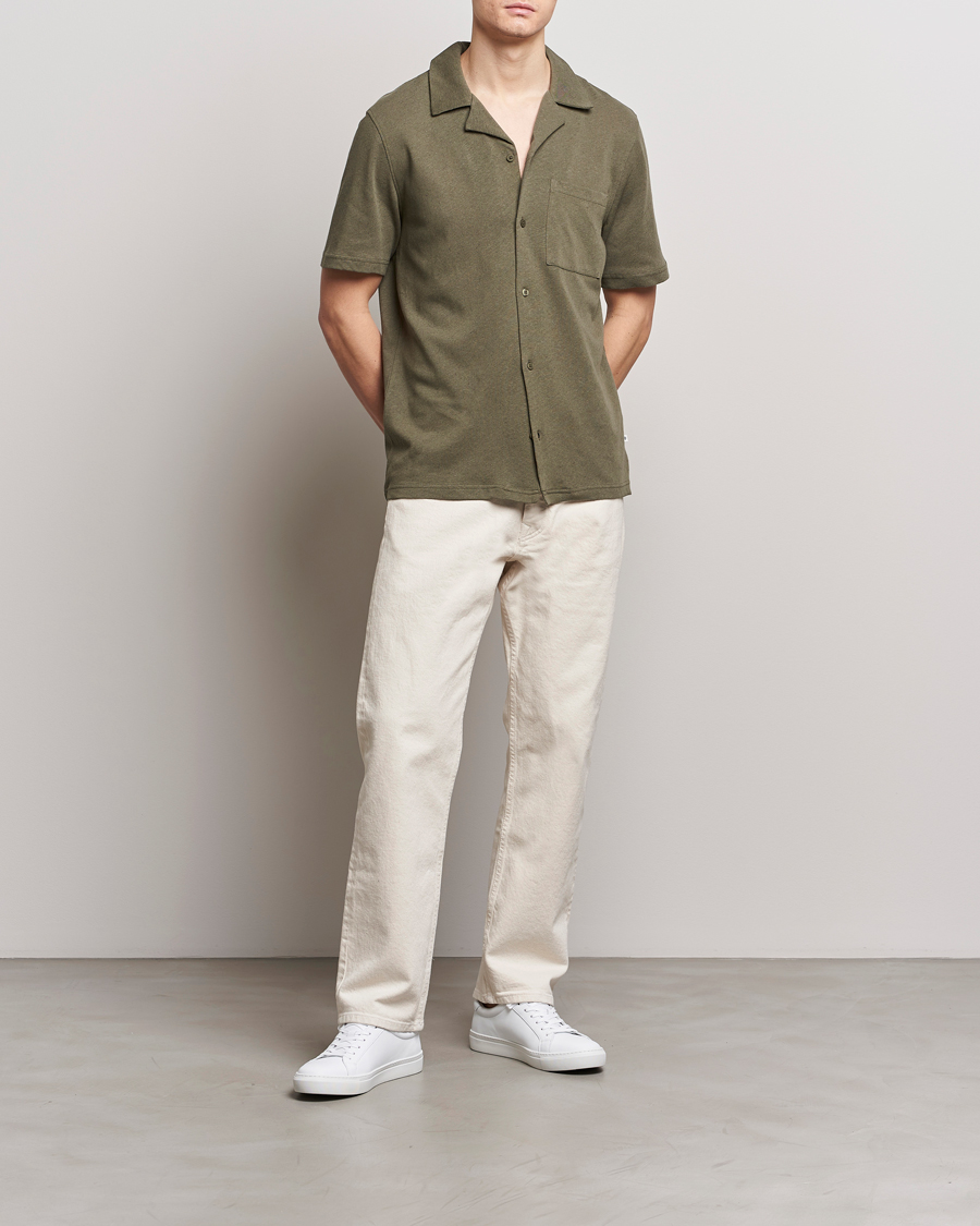 Mies | Kauluspaidat | Samsøe Samsøe | Samartin Cotton/Linen Short Sleeve Shirt Dusty Olive