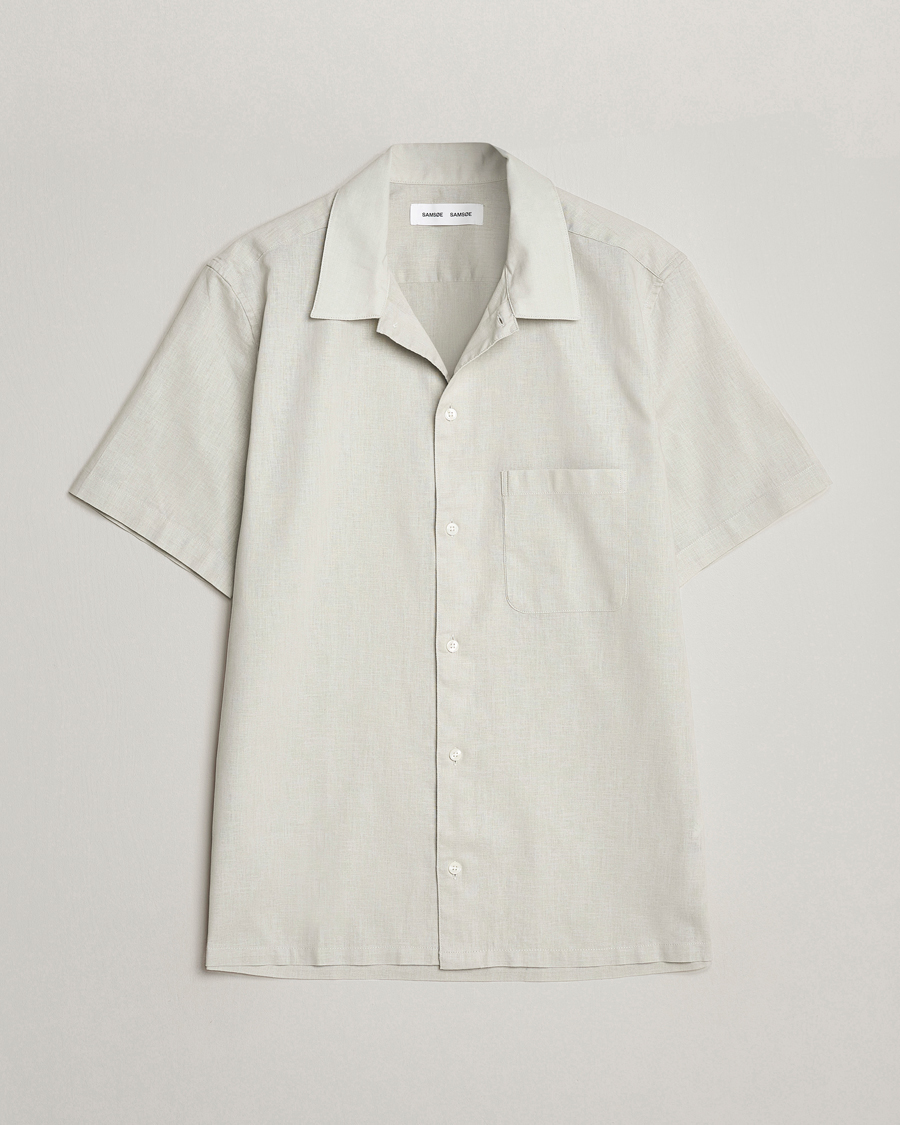 Mies | Kauluspaidat | Samsøe Samsøe | Avan Linen/Cotton Short Sleeve Shirt Moonstruck