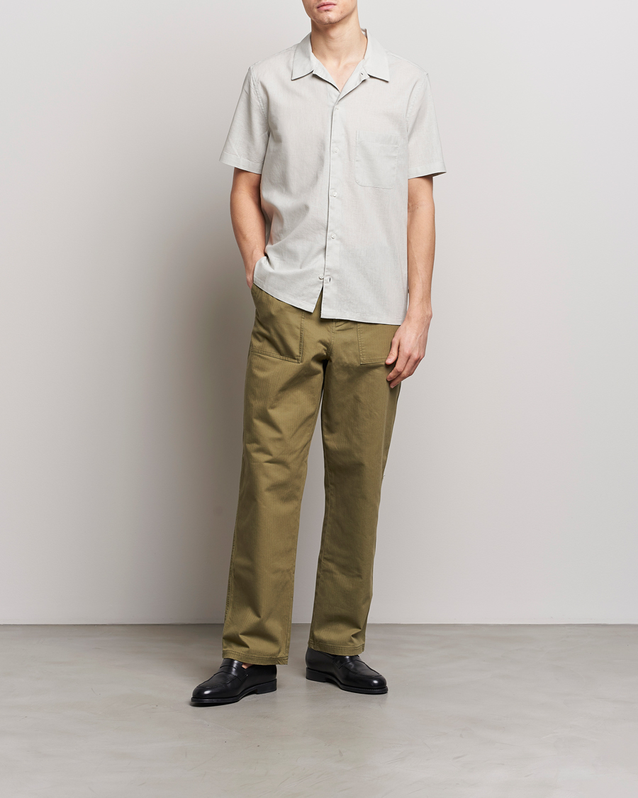 Mies | Kauluspaidat | Samsøe Samsøe | Avan Linen/Cotton Short Sleeve Shirt Moonstruck
