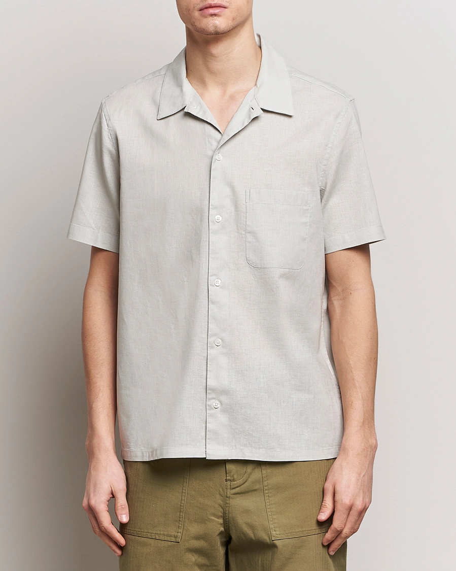 Mies |  | Samsøe Samsøe | Avan Linen/Cotton Short Sleeve Shirt Moonstruck