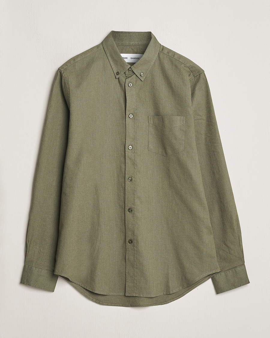 Mies | Kauluspaidat | Samsøe Samsøe | Liam Linen/Cotton Shirt Dusty Olive