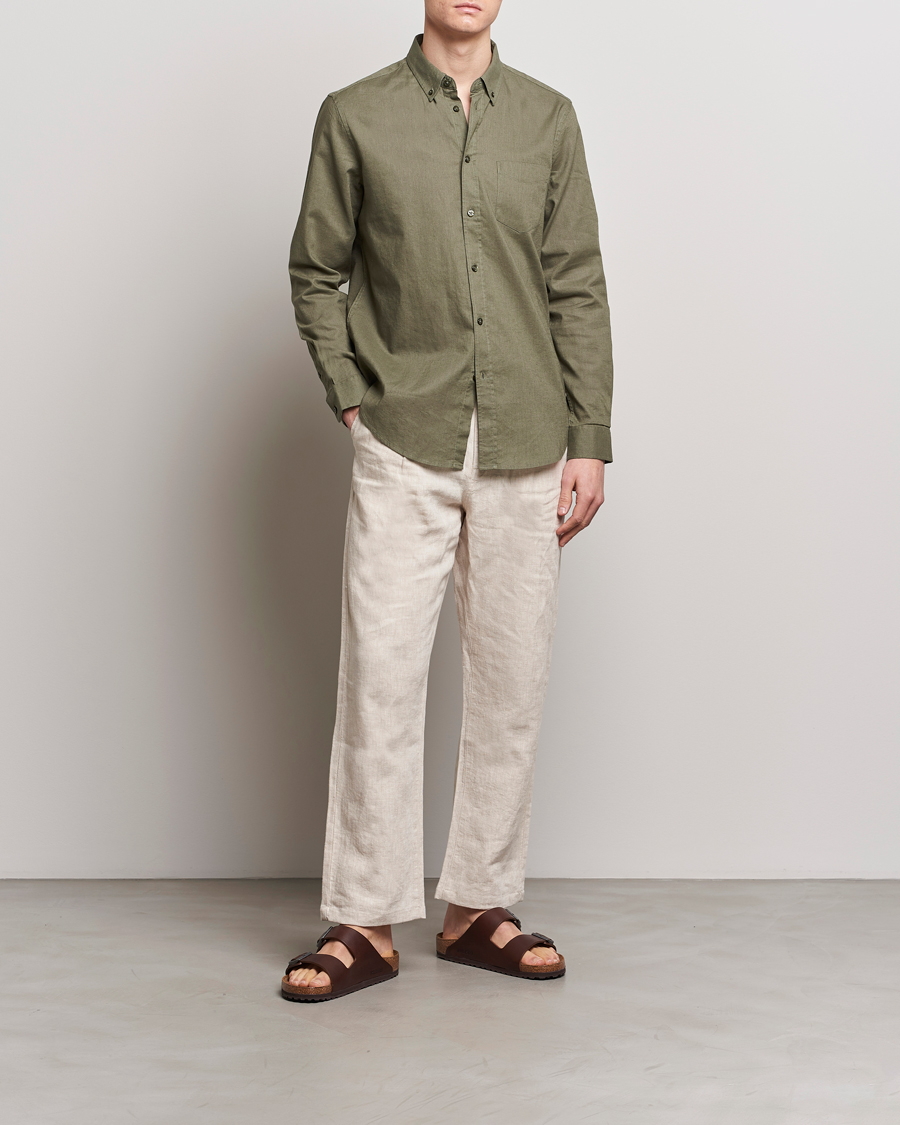 Mies | Kauluspaidat | Samsøe Samsøe | Liam Linen/Cotton Shirt Dusty Olive