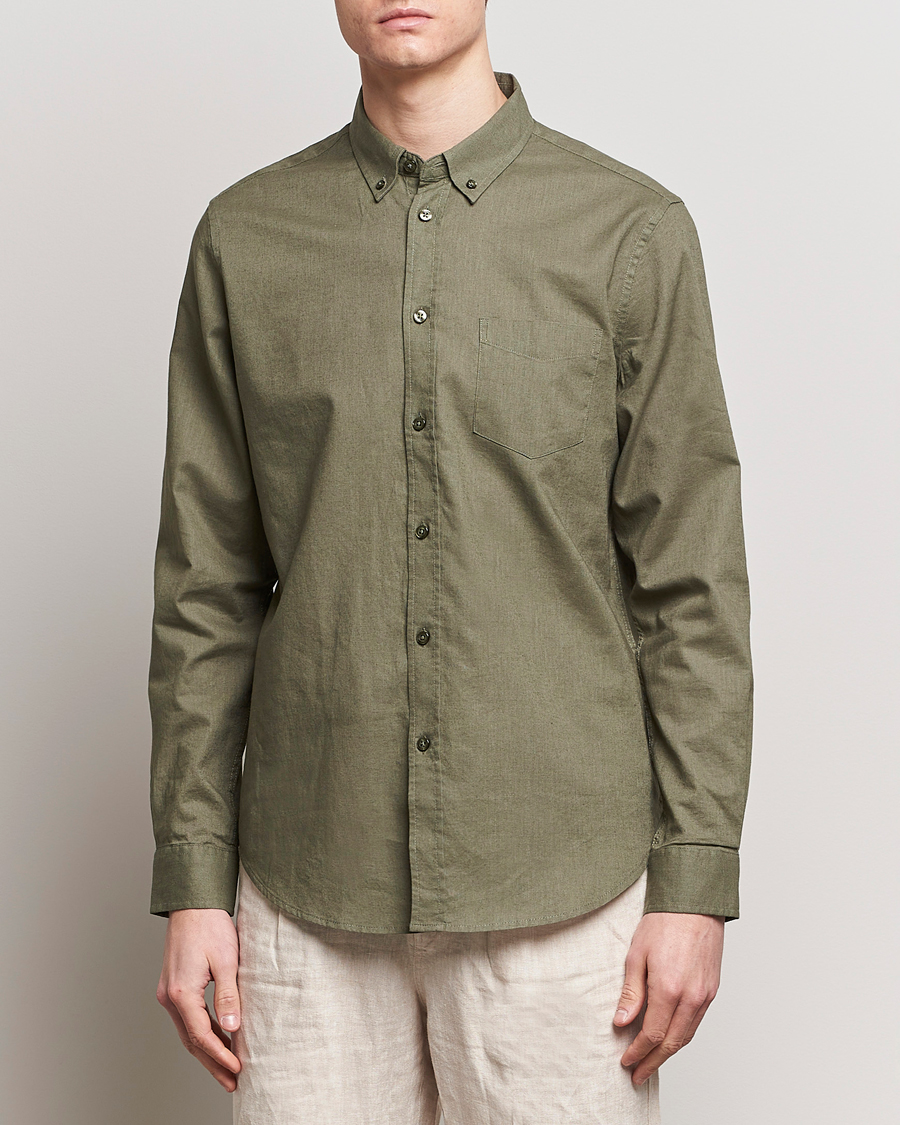 Mies | Kauluspaidat | Samsøe Samsøe | Liam Linen/Cotton Shirt Dusty Olive