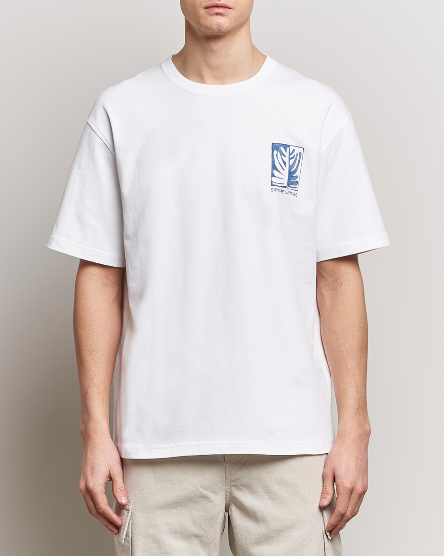 Mies | Uutuudet | Samsøe Samsøe | Sawind Printed Crew Neck T-Shirt White