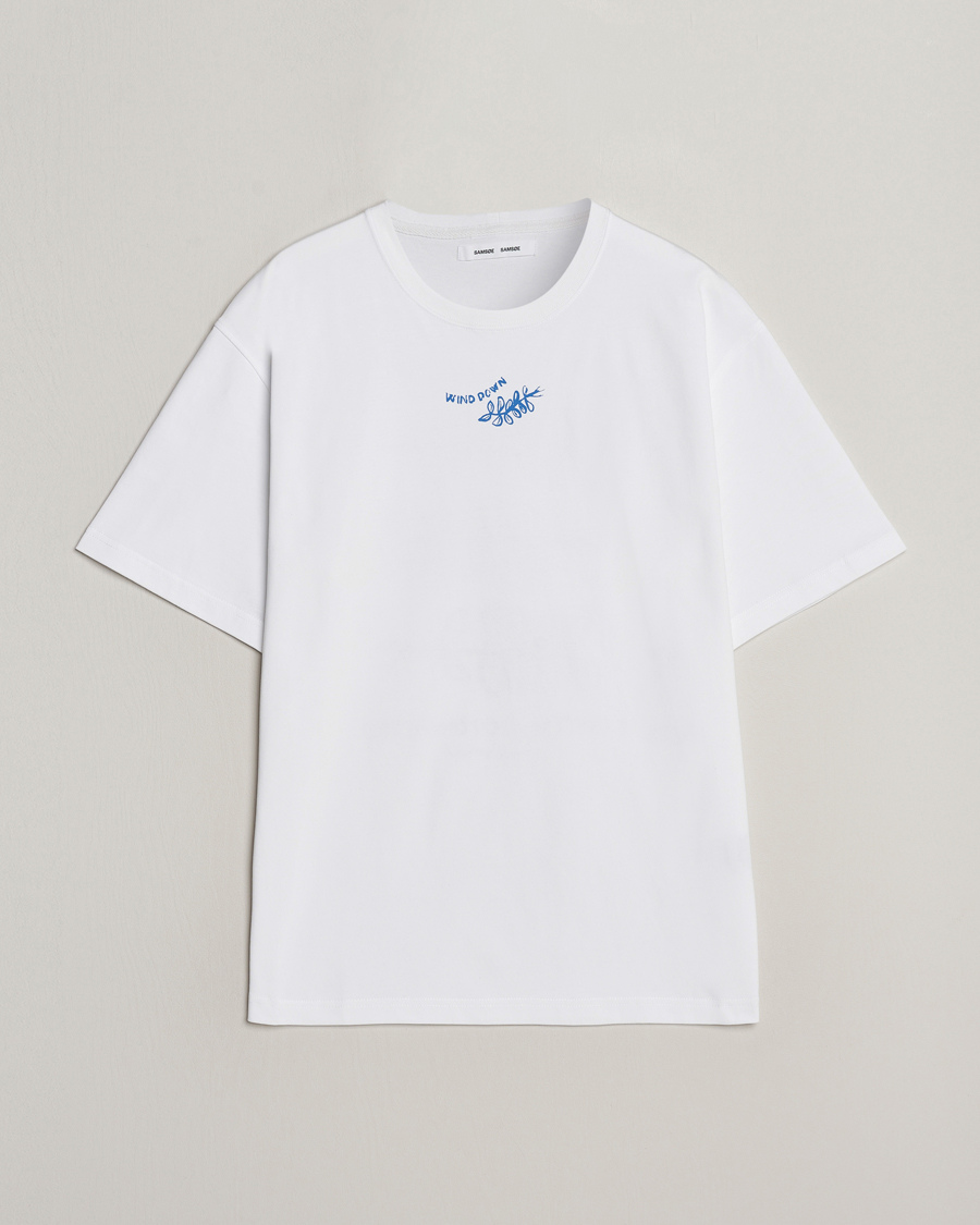 Mies | T-paidat | Samsøe Samsøe | Sawind Printed Crew Neck T-Shirt White