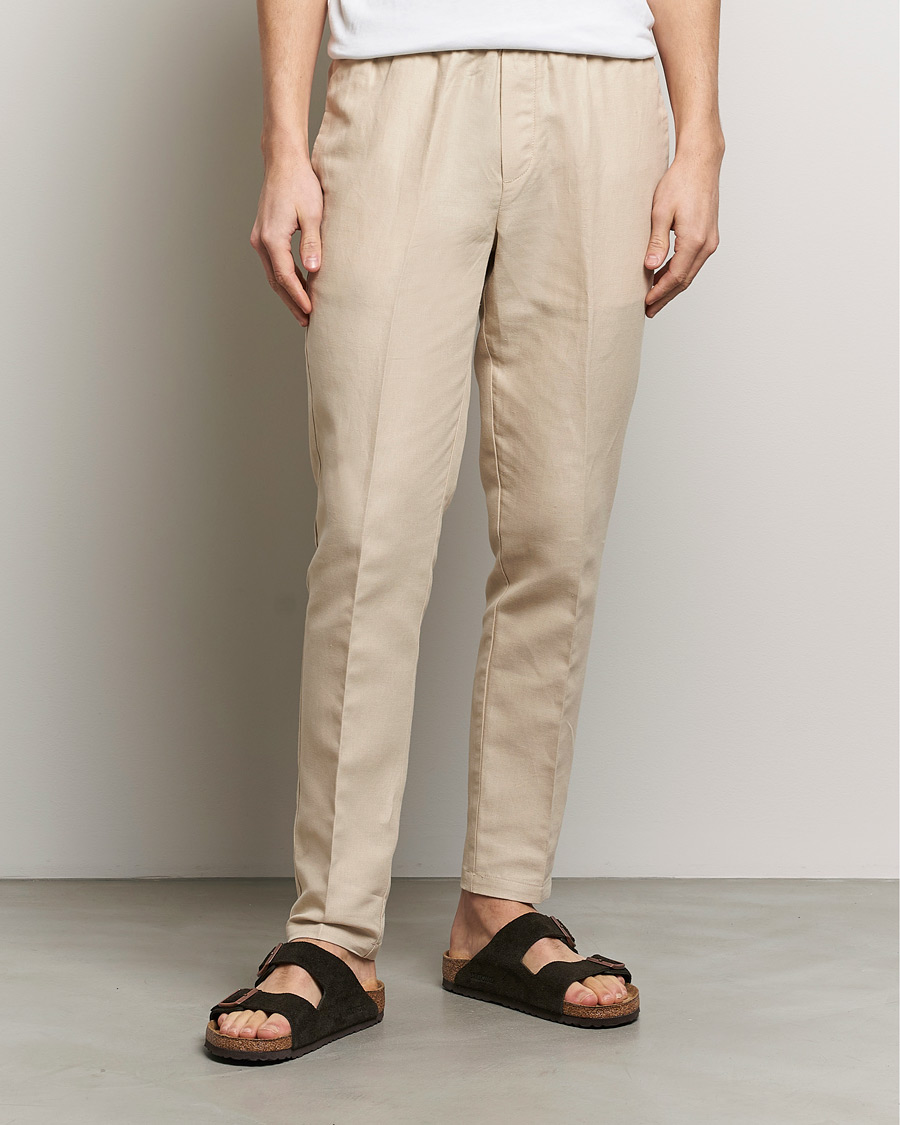 Mies | Housut | Samsøe Samsøe | Smithy Linen/Cotton Drawstring Trousers Oatmeal
