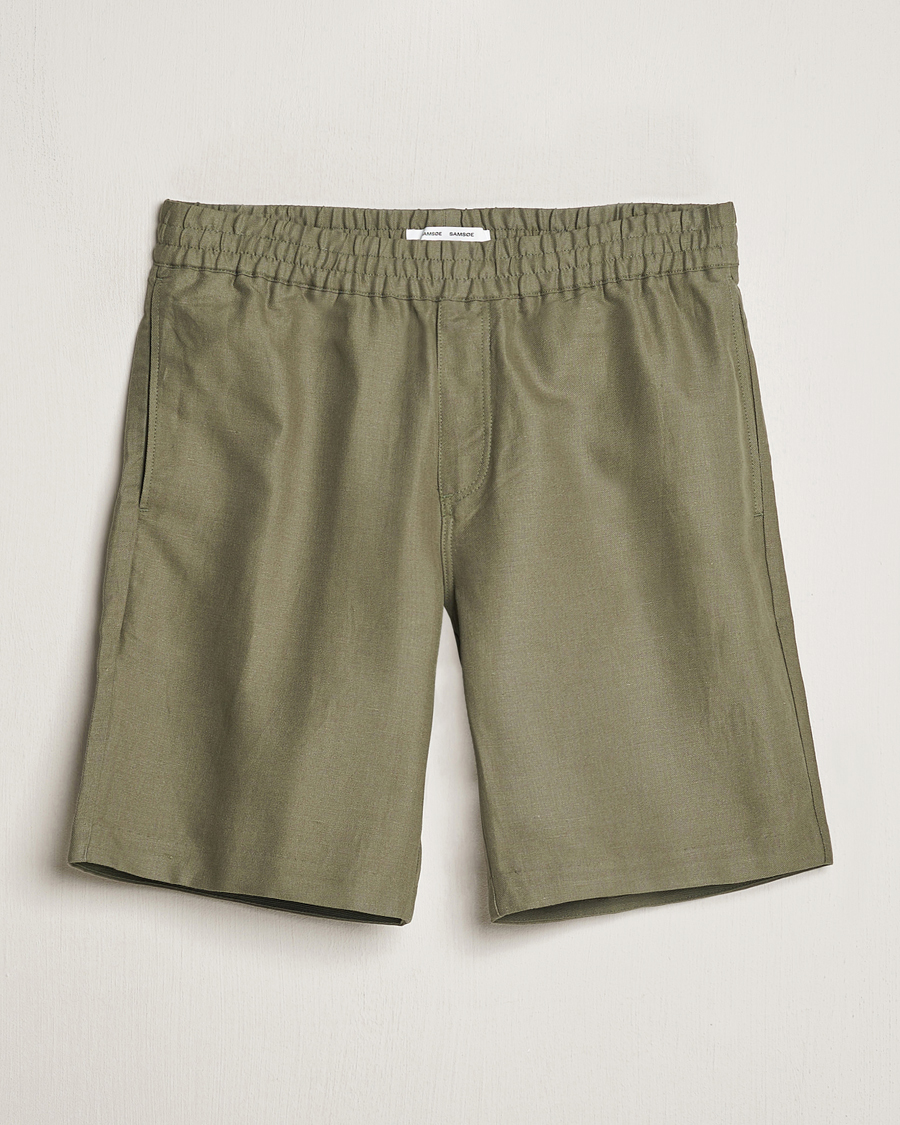 Mies | Shortsit | Samsøe Samsøe | Smith Linen/Cotton Drawstring Shorts Dusty Olive