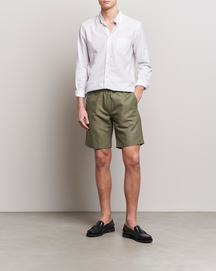Mies | Shortsit | Samsøe Samsøe | Smith Linen/Cotton Drawstring Shorts Dusty Olive