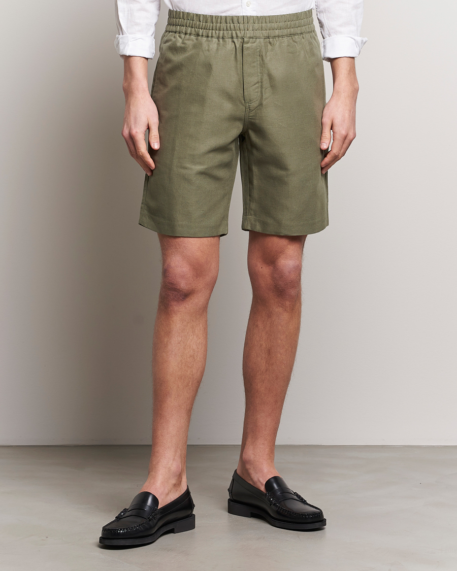 Mies | Shortsit | Samsøe Samsøe | Smith Linen/Cotton Drawstring Shorts Dusty Olive