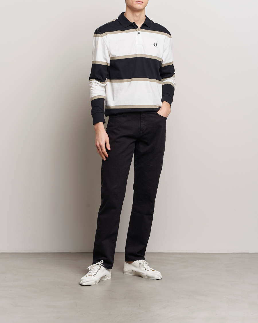 Mies | Puserot | Fred Perry | Relaxed Striped Rugby Shirt Snow White/Navy