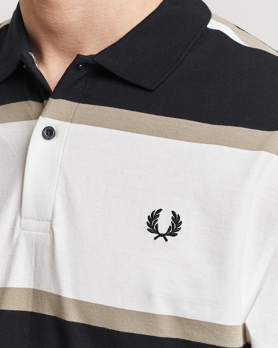 Mies | Puserot | Fred Perry | Relaxed Striped Rugby Shirt Snow White/Navy