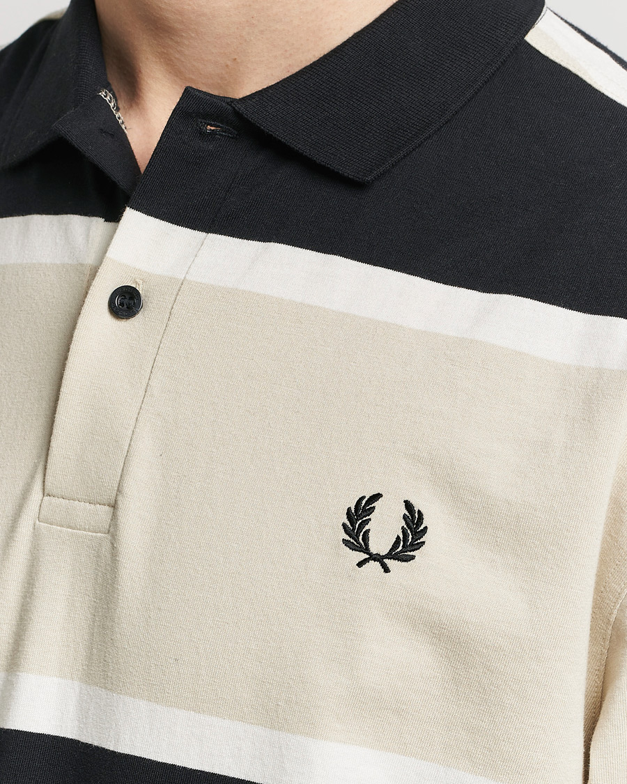 Mies | Puserot | Fred Perry | Relaxed Striped Rugby Shirt Oatameal/Black