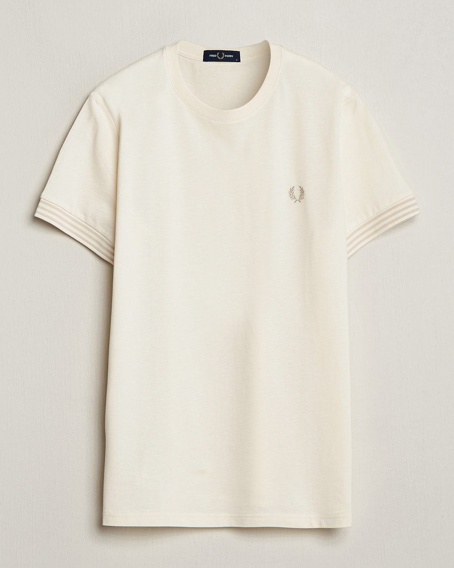 Mies | T-paidat | Fred Perry | Striped Cuff Crew Neck T-Shirt Ecru