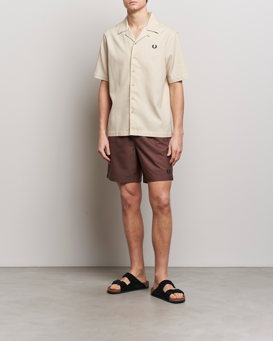 Mies | Kauluspaidat | Fred Perry | Pique Textured Short Sleeve Shirt Oatmeal