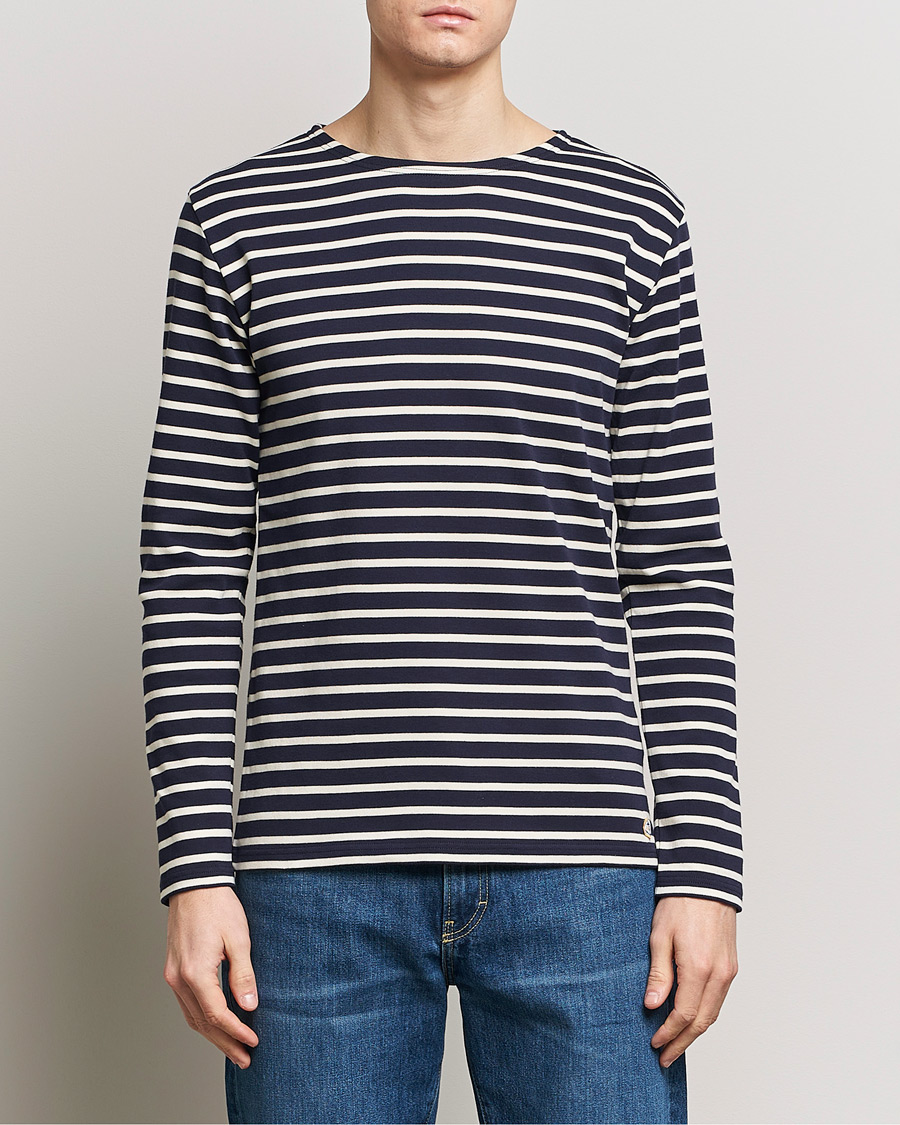 Mies | Pitkähihaiset t-paidat | Armor-lux | Houat Héritage Stripe Long Sleeve T-Shirt Nature/Navy