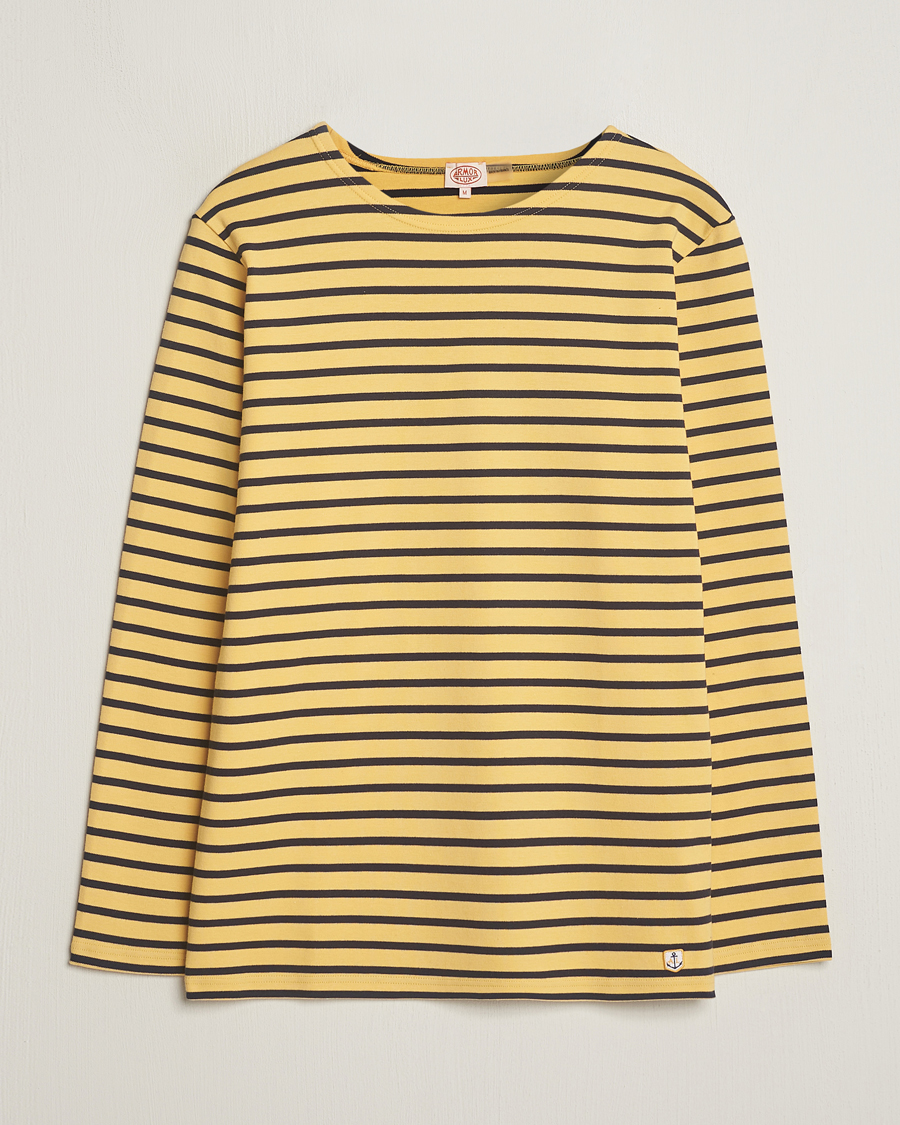 Mies | T-paidat | Armor-lux | Houat Héritage Stripe Long Sleeve T-Shirt Yellow/Marine