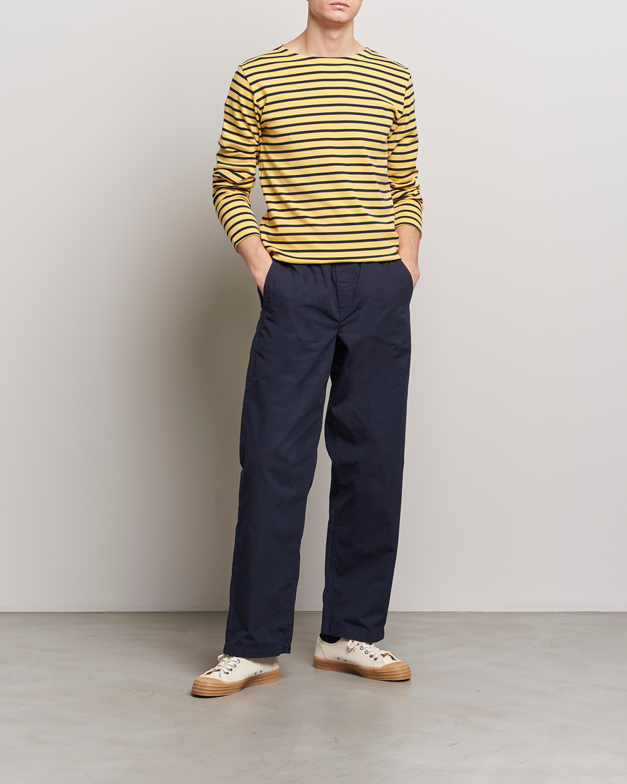 Mies | T-paidat | Armor-lux | Houat Héritage Stripe Long Sleeve T-Shirt Yellow/Marine