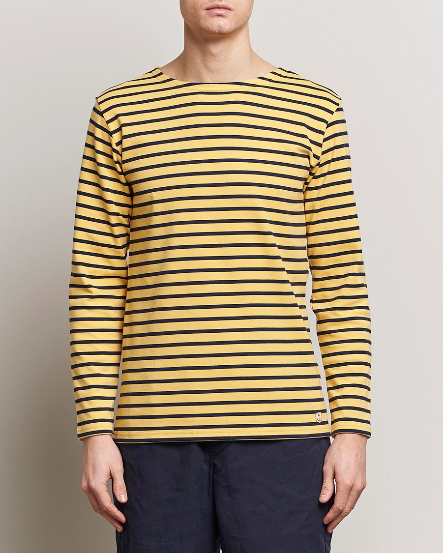 Herre |  | Armor-lux | Houat Héritage Stripe Long Sleeve T-Shirt Yellow/Marine