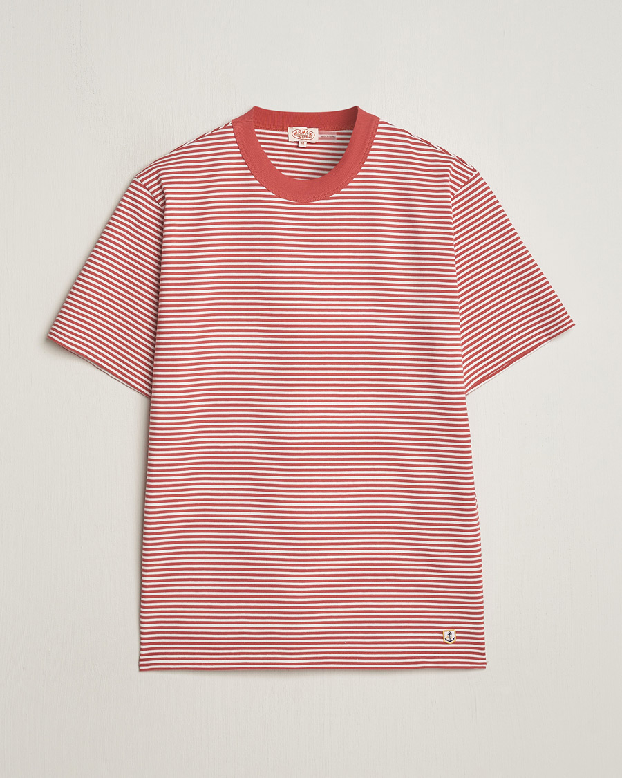 Mies | T-paidat | Armor-lux | Callac Héritage Stripe T-Shirt Cardinal/Milk
