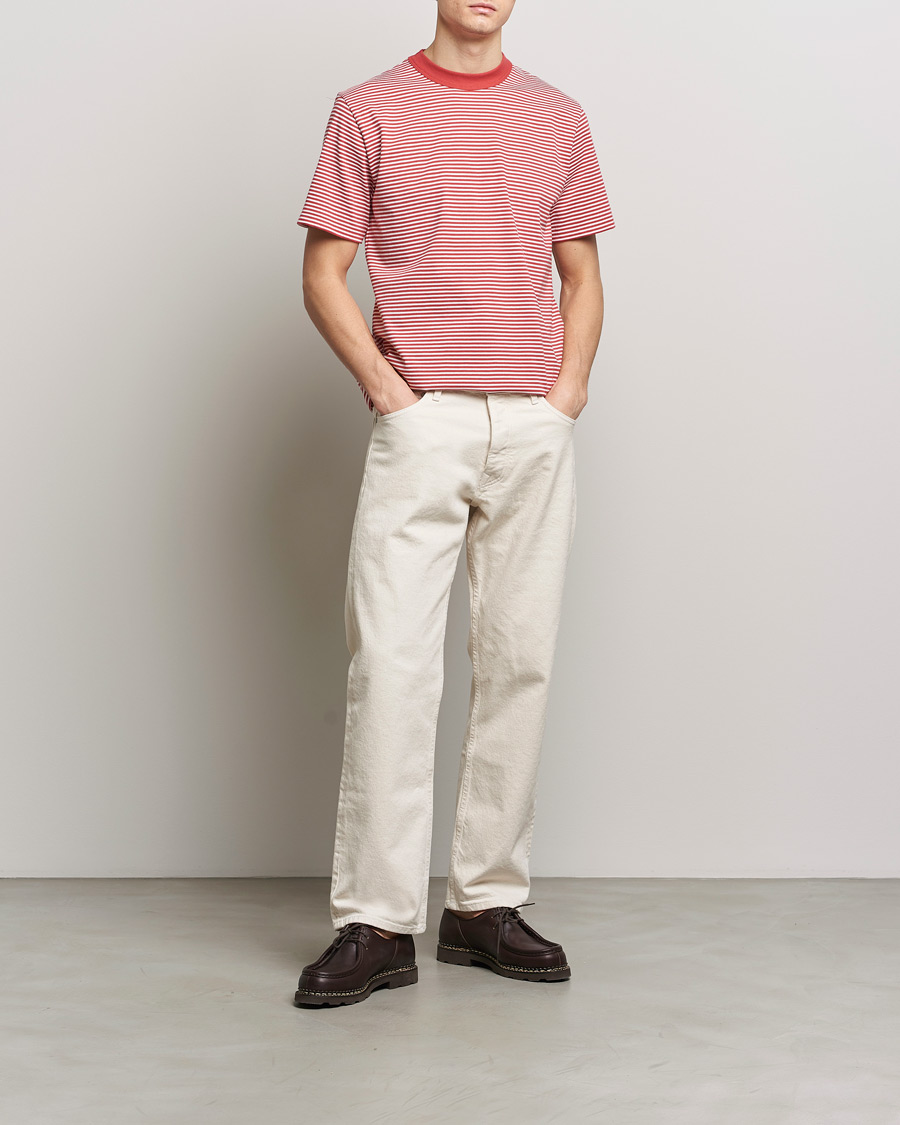 Mies | T-paidat | Armor-lux | Callac Héritage Stripe T-Shirt Cardinal/Milk