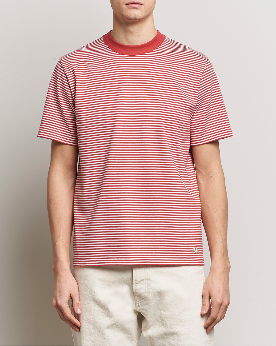 Mies | T-paidat | Armor-lux | Callac Héritage Stripe T-Shirt Cardinal/Milk