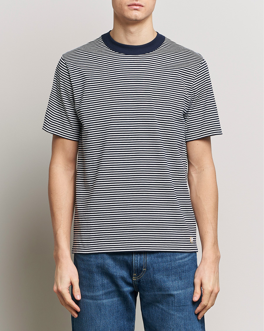 Mies | Lyhythihaiset t-paidat | Armor-lux | Callac Héritage Stripe T-Shirt Deep Marine/Milk