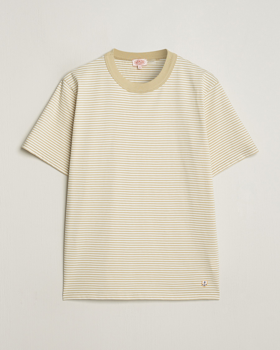 Mies | T-paidat | Armor-lux | Callac Héritage Stripe T-Shirt Pale Olive/Milk
