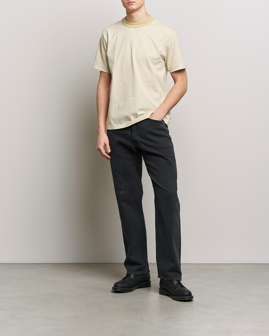Mies | T-paidat | Armor-lux | Callac Héritage Stripe T-Shirt Pale Olive/Milk