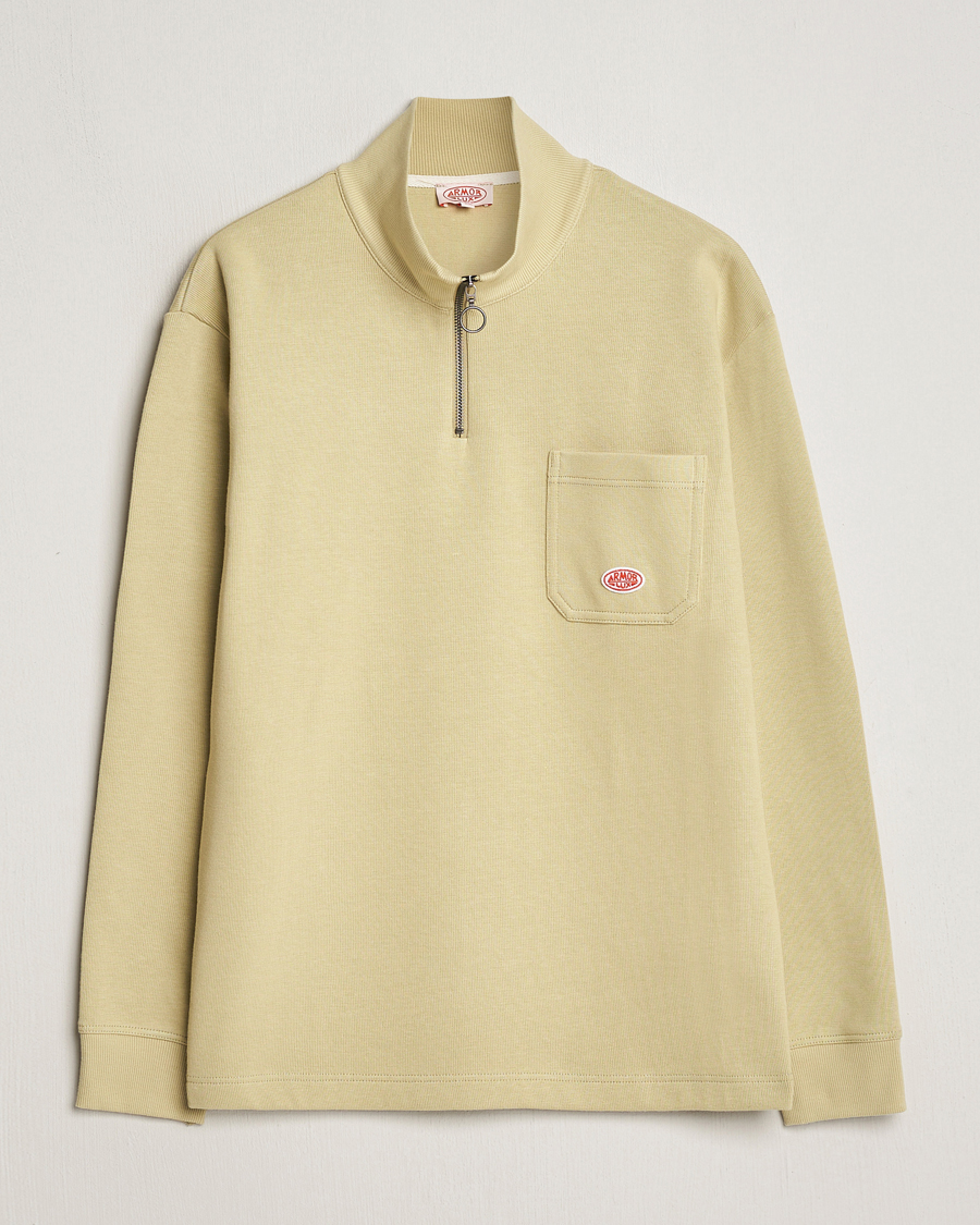 Mies | Puserot | Armor-lux | Camionneur Cotton Half Zip Sweater Pale Olive