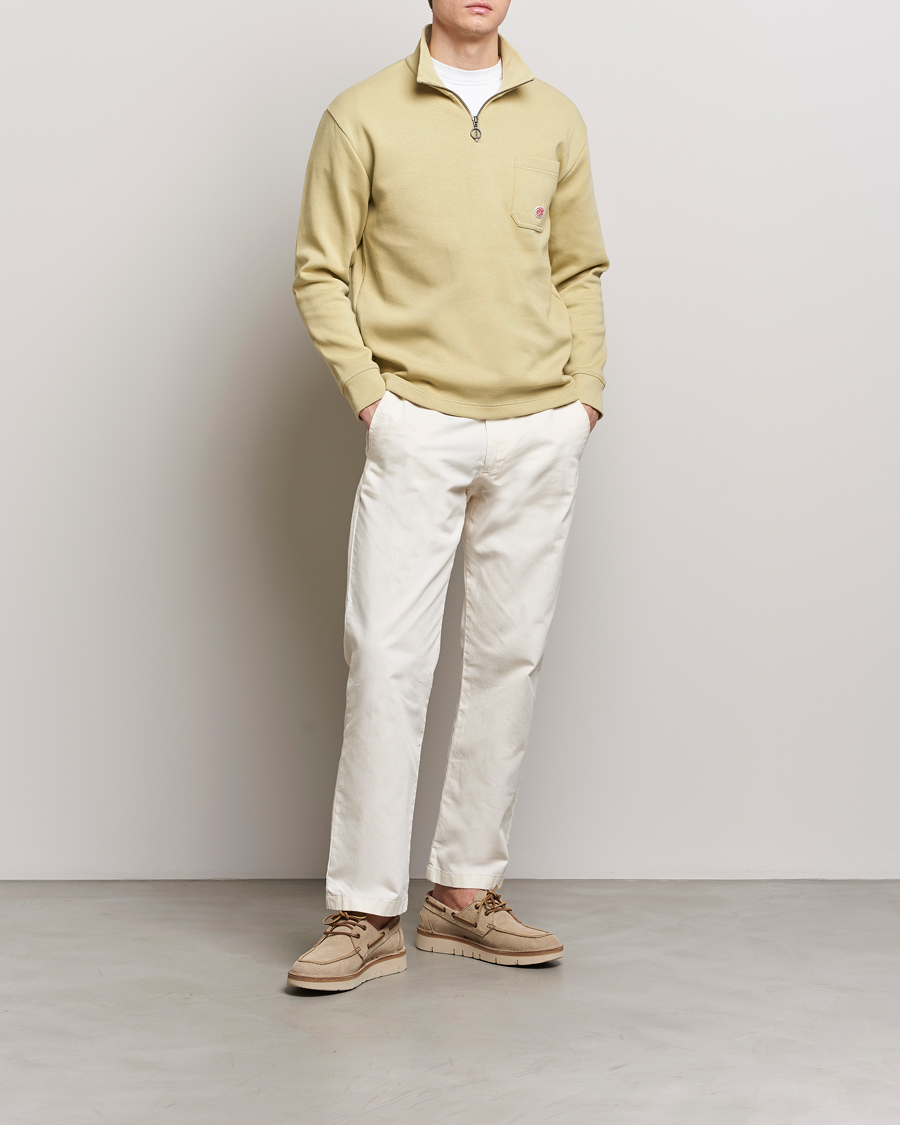 Mies | Puserot | Armor-lux | Camionneur Cotton Half Zip Sweater Pale Olive
