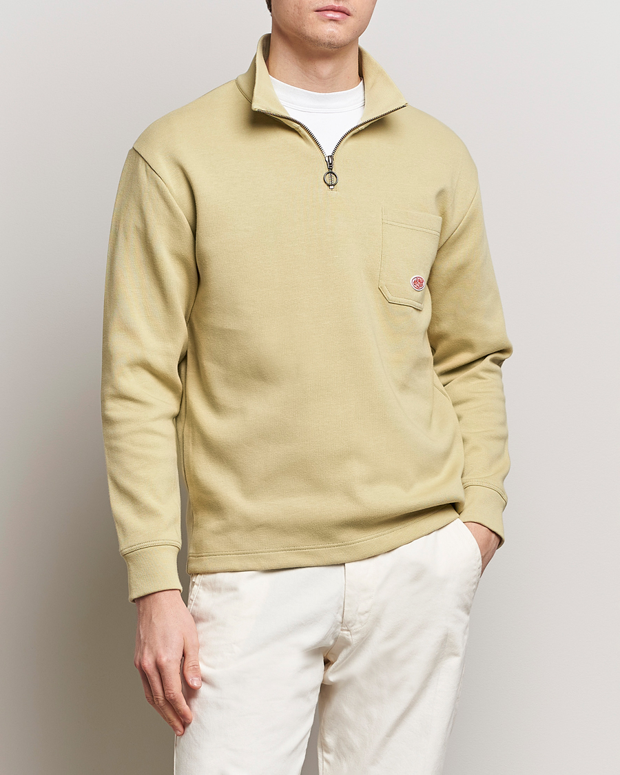 Mies | Puserot | Armor-lux | Camionneur Cotton Half Zip Sweater Pale Olive