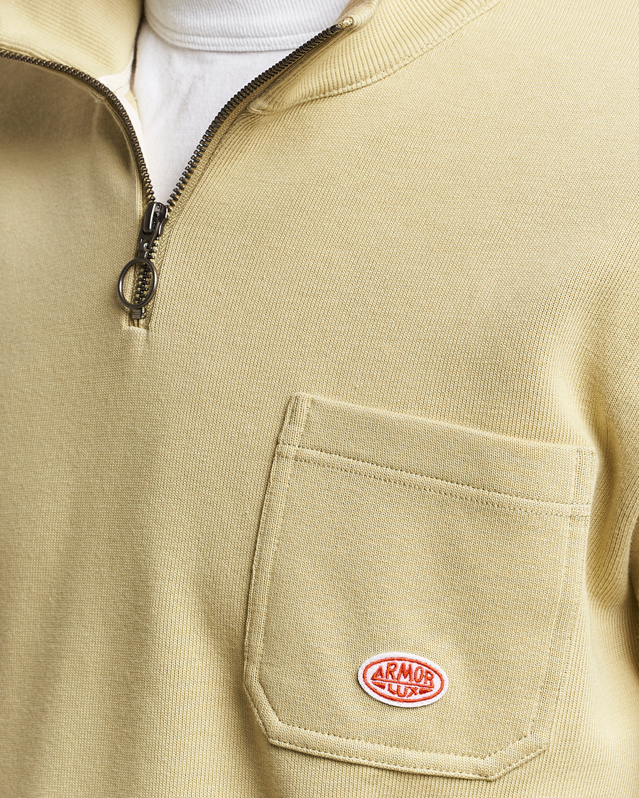 Mies | Puserot | Armor-lux | Camionneur Cotton Half Zip Sweater Pale Olive