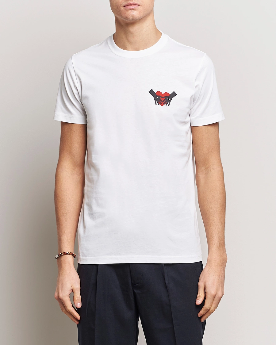 Mies | Valkoiset t-paidat | PS Paul Smith | PS Heart Crew Neck T-Shirt White