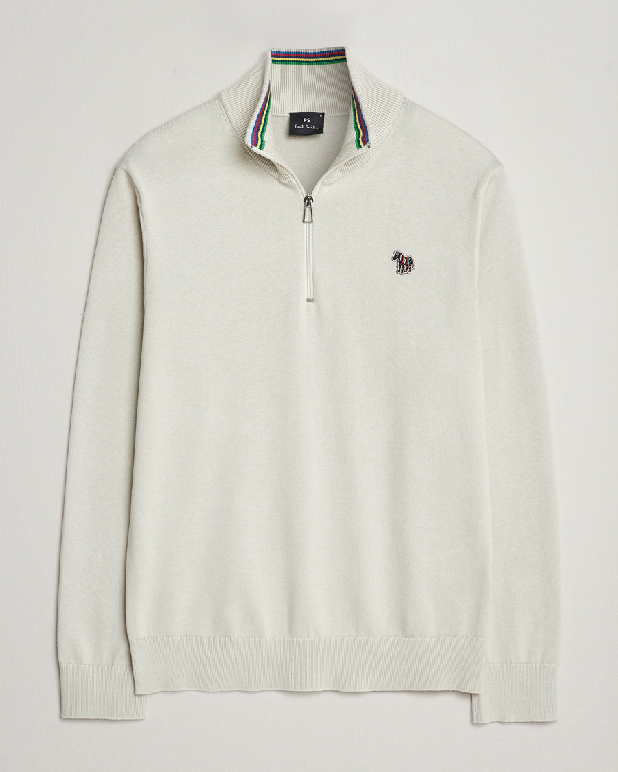 Mies | Puserot | PS Paul Smith | Zebra Cotton Knitted Half Zip Washed Grey