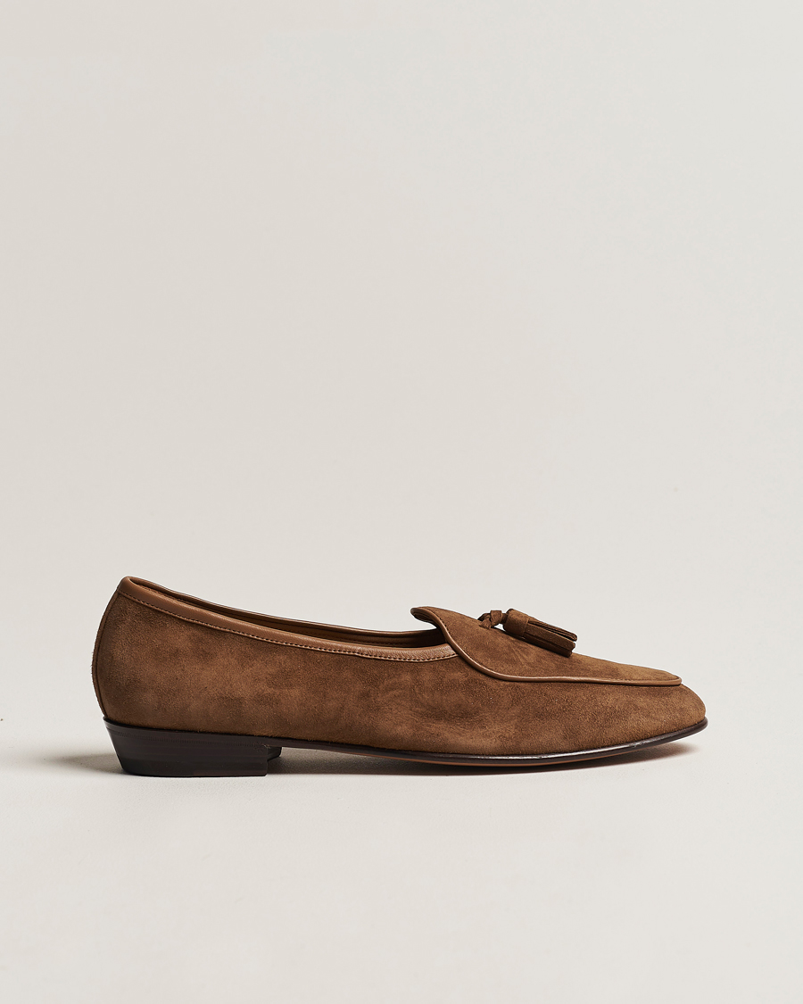 Mies | Baudoin & Lange Sagan Classic Tassel Loafers Tan Suede | Baudoin & Lange | Sagan Classic Tassel Loafers Tan Suede