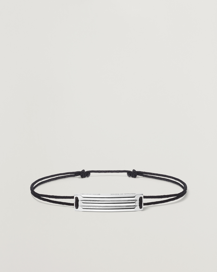 Mies | LE GRAMME Godron Cord Bracelet Black/Sterling Silver | LE GRAMME | Godron Cord Bracelet Black/Sterling Silver
