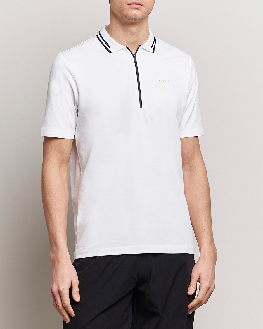 Mies | Active | Falke Sport | Falke Zip Polo Shirt White