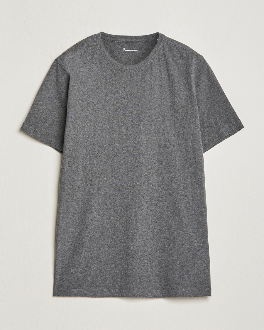 Mies | T-paidat | KnowledgeCotton Apparel | Agnar Basic T-Shirt Dark Grey Melange